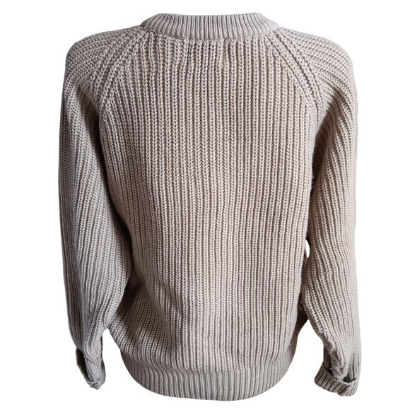 Vintage Women's Sweater Pichet & Post Petite Beige Ribbed Crewneck 1990's 12/14 - Picture 4 of 5